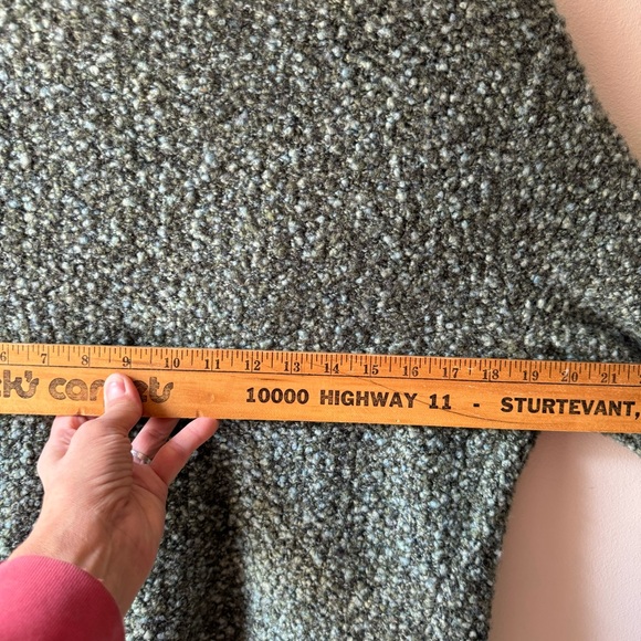 TALBOTS wool blend short cardigan snap-front, olive + aqua green boucle - Picture 7 of 9